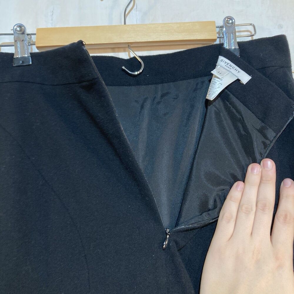 Givenchy Black Virgin Wool Mini Pencil Skirt Mermaid Hem Sz 44 Peplum‎ Designer - Picture 6 of 9